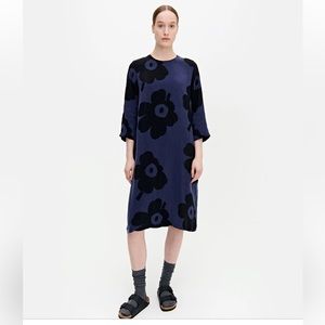 Marimekko cupro dress blk/blue